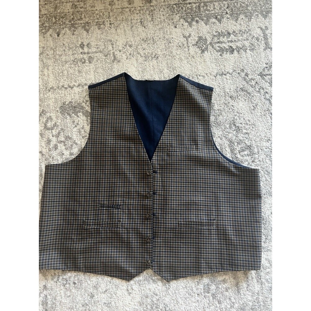 Oak Hill Waistcoat Vest Brown / Blue Wool Viscose 4XL Professional Classic